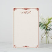 Monogrammed Art Nouveau Red Boundery Briefpapier (Staand voorkant)
