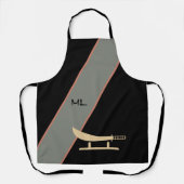 Monogrammed Asian Style Black Chef Schort (Voorkant)