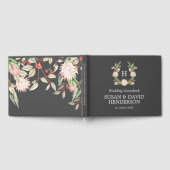 Monogrammed Australian Flowers Grey & Pink Wedding Gastenboek (Volledig)