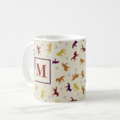 Monogrammed Autumn Fall Leaves Horse Pattern Koffiemok (Voorkant links)