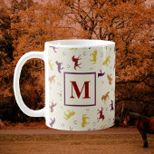 Monogrammed Autumn Fall Leaves Horse Pattern Koffiemok