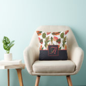 Monogrammed Autumn Leaves Blue Oranje Herfst Decor Kussen (Stoel)