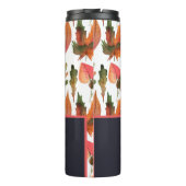 Monogrammed Autumn Leaves Blue Oranje Herfst Decor Thermosbeker (Achterkant)