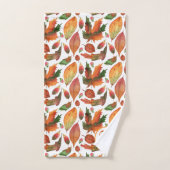 Monogrammed Autumn Leaves Herfst Oranje Green Deco Bad Handdoek (Handdoek)