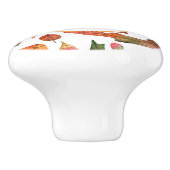 Monogrammed Autumn Leaves Herfst Oranje Green Deco Keramische Knop (Zijkant)