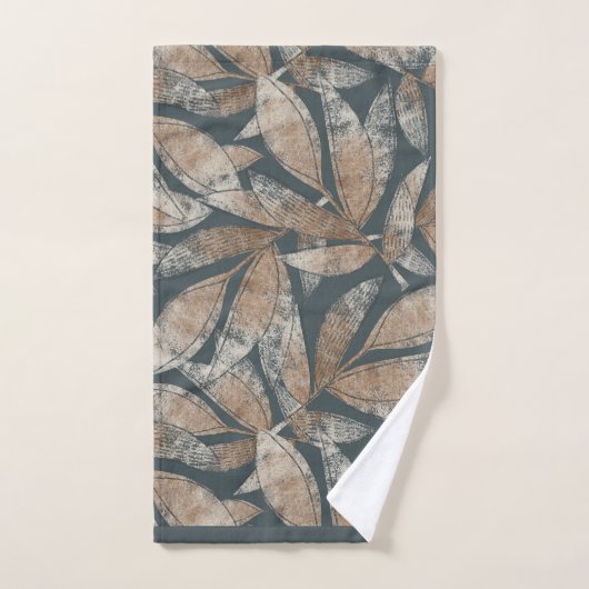 Monogrammed Autumn Leaves Pattern Bad Handdoek (Handdoek)