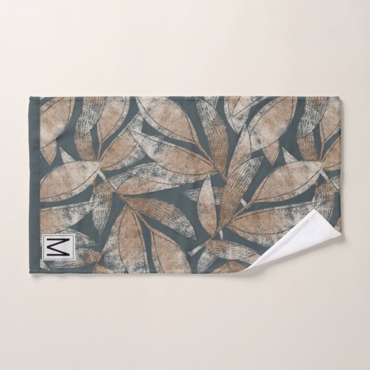 Monogrammed Autumn Leaves Pattern Bad Handdoek (Handdoek)