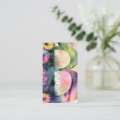 Monogrammed B Daisy Floral Waterverf QR Code Logo Visitekaartje (Staand voorkant)