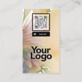 Monogrammed B Daisy Floral Waterverf QR Code Logo Visitekaartje (Achterkant)