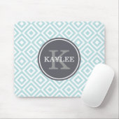 Monogrammed Baby Blue Geometric Diamond Pattern Muismat (Met muis)
