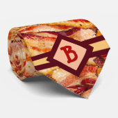 Monogrammed Bacon Pattern Funny Gag Gift Stropdas (Opgerold)