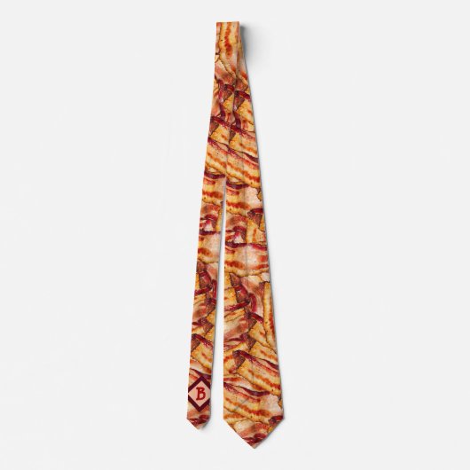 Monogrammed Bacon Pattern Funny Gag Gift Stropdas (Achterkant)