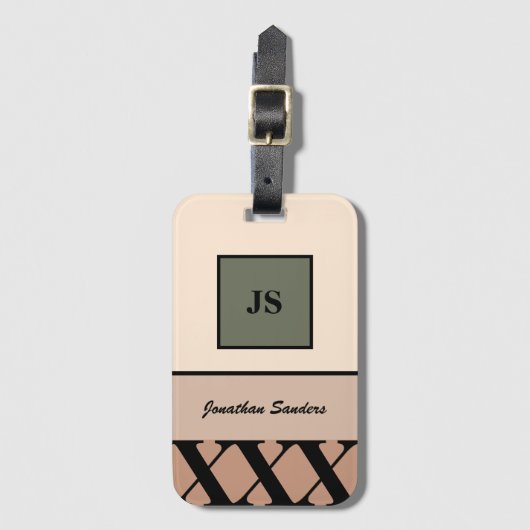 Monogrammed Bagagelabel met neutraal gewicht in de (Voorkant (verticaal))