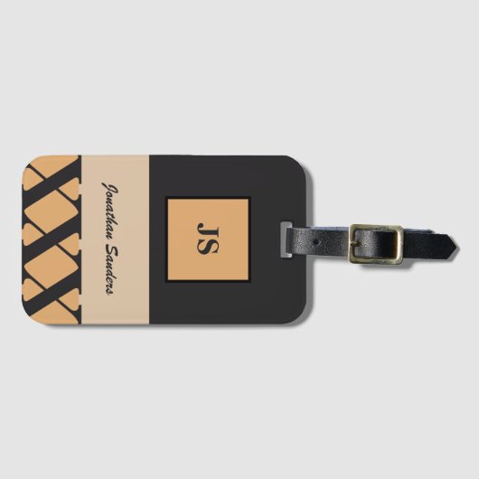 Monogrammed Bagagelabel met neutraal gewicht in de (Voorkant (horizontaal))