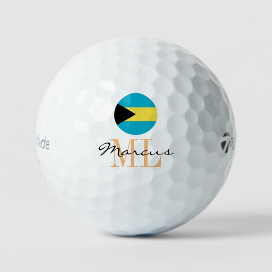 Monogrammed Bahamas Vlag & Bahamas Golf Ballen (Voorkant)