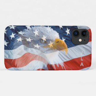 Monogrammed Bald Eagle American Flag Patriotic Case-Mate iPhone Case