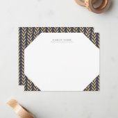 Monogrammed-banketbakkerij (Navy and Gold Leaf) Notitiekaartje (Voorkant / Achterkant in situ)