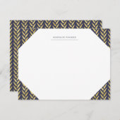 Monogrammed-banketbakkerij (Navy and Gold Leaf) Notitiekaartje (Voorkant / Achterkant)