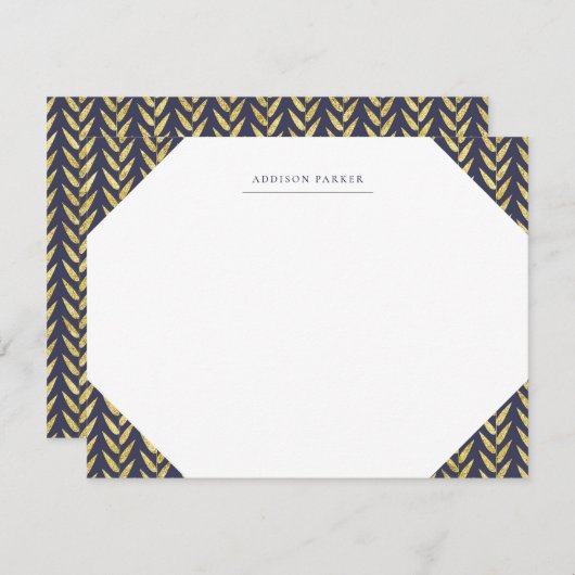 Monogrammed-banketbakkerij (Navy and Gold Leaf) Notitiekaartje (Voorkant / Achterkant)