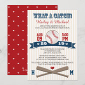 Monogrammed Baseball Couples Bruiloft Douche Kaart (Voorkant / Achterkant)