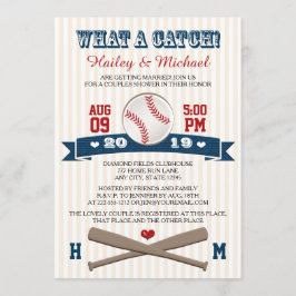 Monogrammed Baseball Couples Bruiloft Douche Kaart