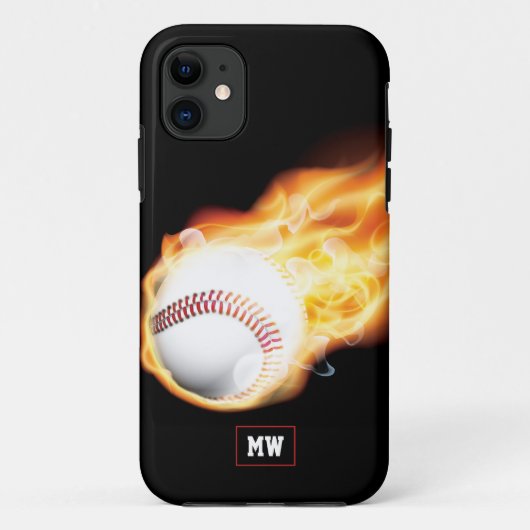 Monogrammed Baseball Hoesje-Mate iPhone Case (Achterkant)