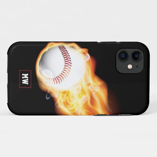 Monogrammed Baseball Hoesje-Mate iPhone Case (Achterkant (horizontaal))