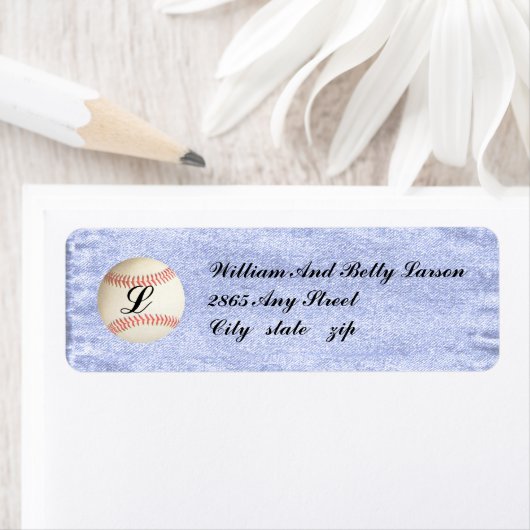 MONOGRAMMED BASEBALL,- RETURN ADRES ETIKETTERS ETIKET (Insitu)