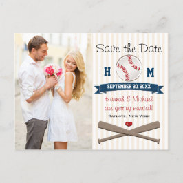 Monogrammed Baseball Theme Save the Date Aankondigingskaart
