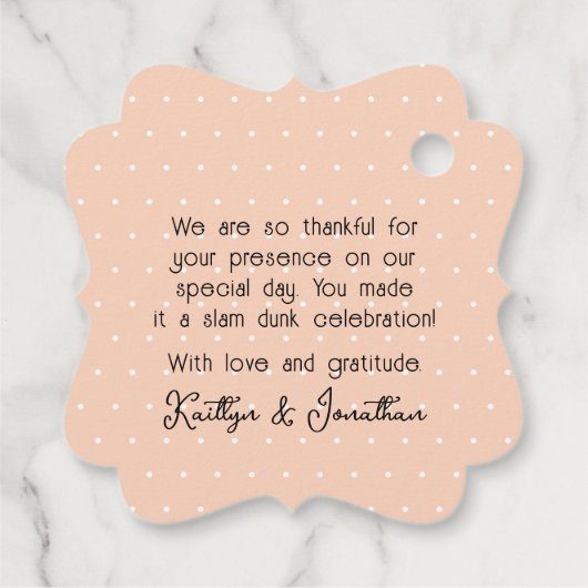 Monogrammed Basketbal Bruiloft Douche Dank u Bedankjes Labels (Achterkant)