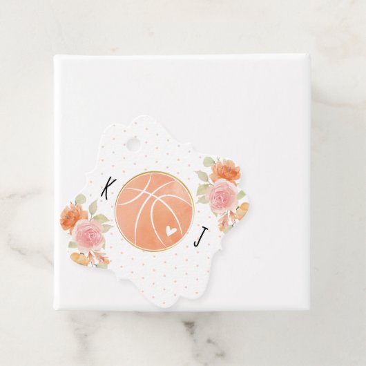 Monogrammed Basketbal Bruiloft Douche Dank u Bedankjes Labels (In situ)