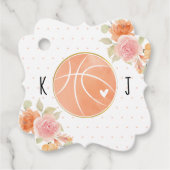 Monogrammed Basketbal Bruiloft Douche Dank u Bedankjes Labels (Voorkant)