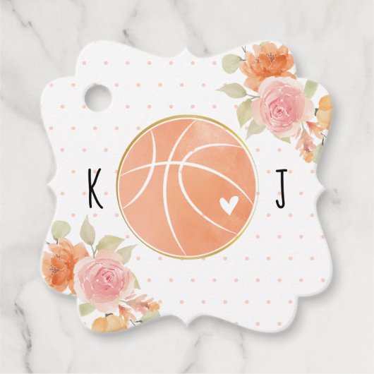 Monogrammed Basketbal Bruiloft Douche Dank u Bedankjes Labels (Voorkant)