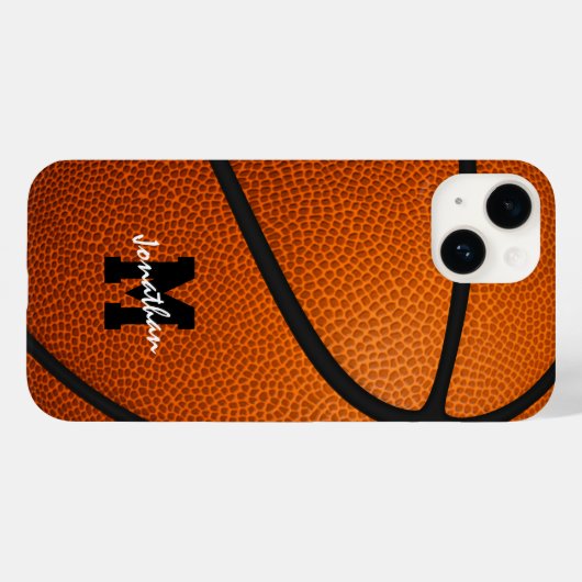 monogrammed basketbal Case-Mate iPhone case (Achterkant (horizontaal))