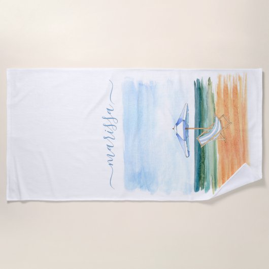 Monogrammed Beach Scene Strandlaken (Voorkant)