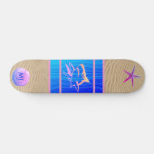 Monogrammed Beach Shark Seashell Skateboard (Horizontaal)