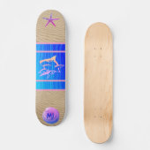 Monogrammed Beach Shark Seashell Skateboard (Voorkant)