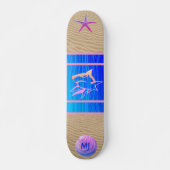 Monogrammed Beach Shark Seashell Skateboard (Voorkant)