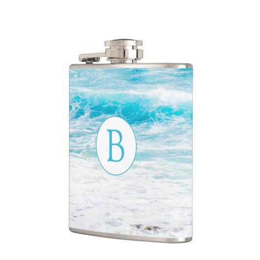 Monogrammed Beach Theme Wedding Flask Heupfles (Links)