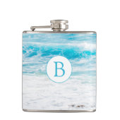 Monogrammed Beach Theme Wedding Flask Heupfles (Voorkant)