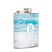 Monogrammed Beach Theme Wedding Flask Heupfles (Rechts)