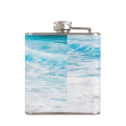 Monogrammed Beach Theme Wedding Flask Heupfles (Achterkant)