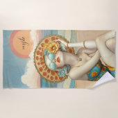 Monogrammed Beach Vibes Summer Glamour Girl Strandlaken (Voorkant)