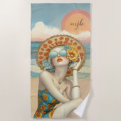 Monogrammed Beach Vibes Summer Glamour Girl Strandlaken (Voorkant)
