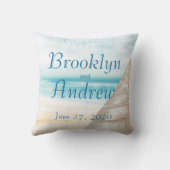 Monogrammed Beach Wedding Kussens (Achterkant)