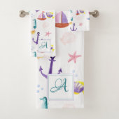 Monogrammed Beachhut Kinder Bathroom Zee Bad Handdoek (Insitu)