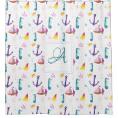 Monogrammed Beachhut Kinder Bathroom Zee Douchegordijn (Voorkant)