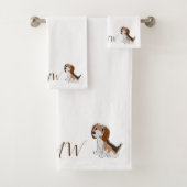 Monogrammed Beagle Dog Design Bad Handdoek (Insitu)
