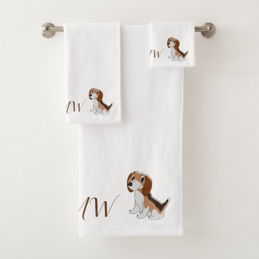 Monogrammed Beagle Dog Design Bad Handdoek (Insitu)