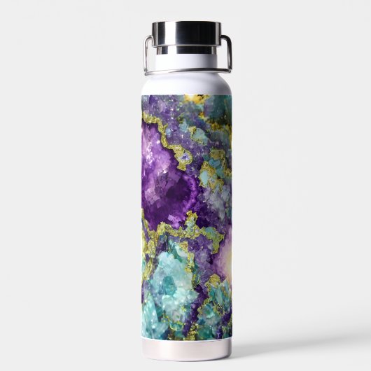 Monogrammed Beauful Amethyst Crystal Geode Waterfles (Achterkant)